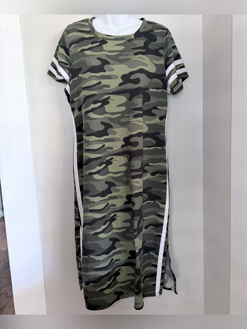 Derek Hart green short sleeve Camo Maxi Dress Sz 1X